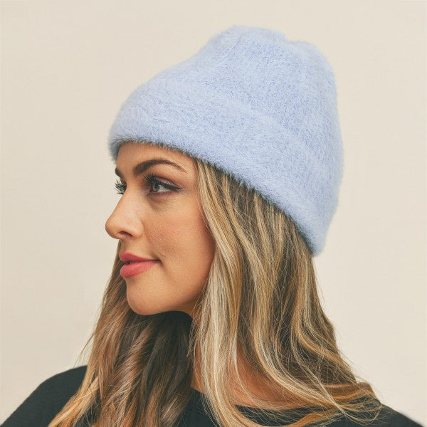 Fuzzy Solid Color Beanie.