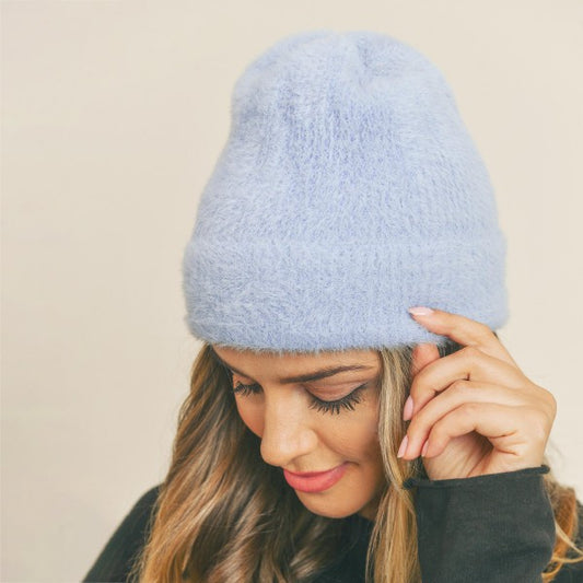 Fuzzy Solid Color Beanie.