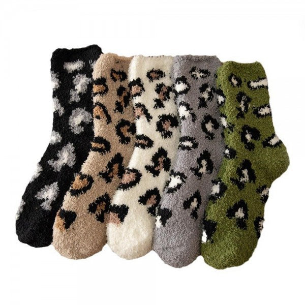 Plush Leopard Socks
