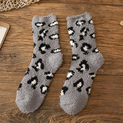 Plush Leopard Socks
