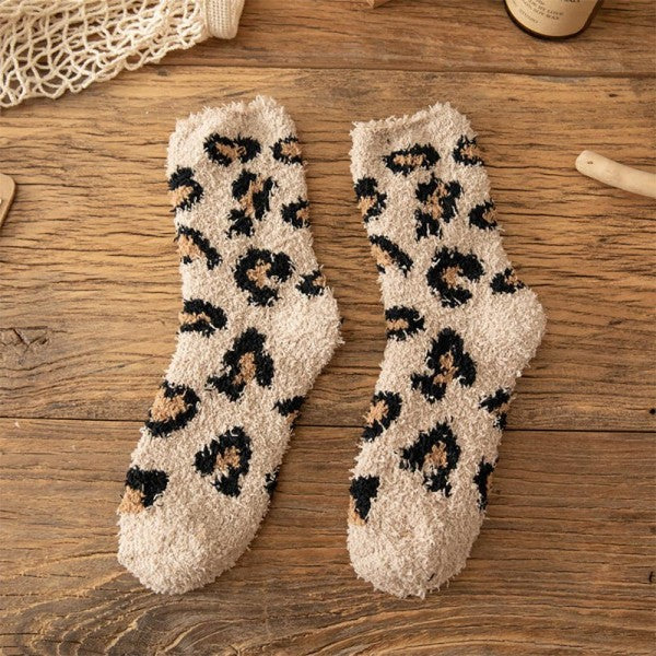 Plush Leopard Socks