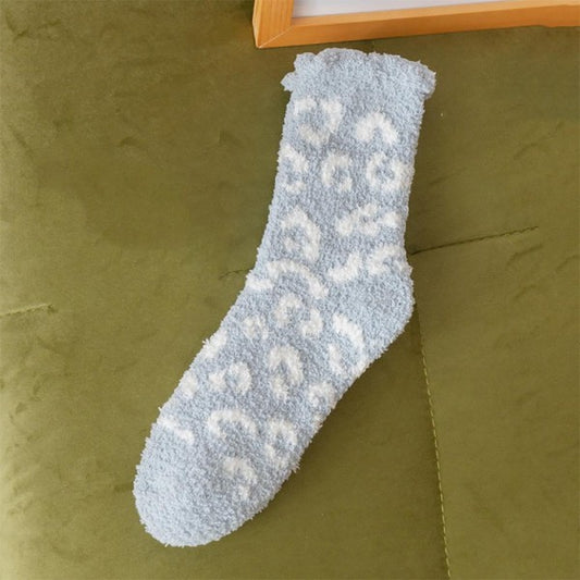 Soft Plush Knit. Leopard Socks
