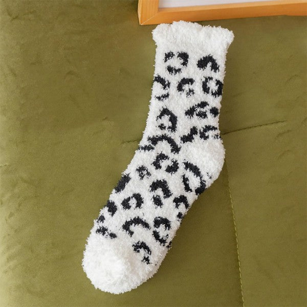 Soft Plush Knit. Leopard Socks