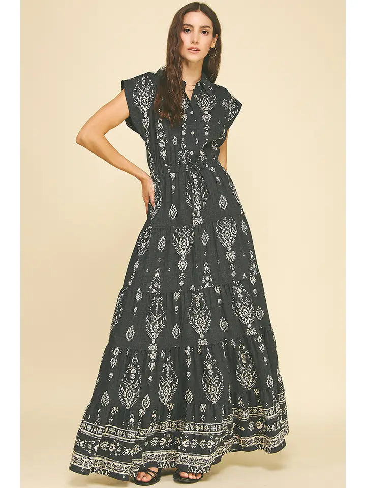 Print Tiered Maxi Dress