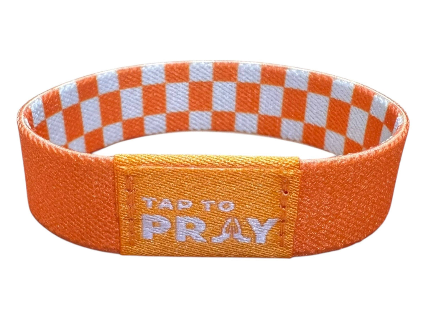 Versible - Tap To Pray™ Wristbands - Orange & White Checkers