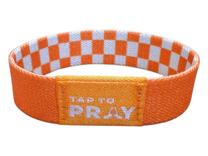 Versible - Tap To Pray™ Wristbands - Orange & White Checkers