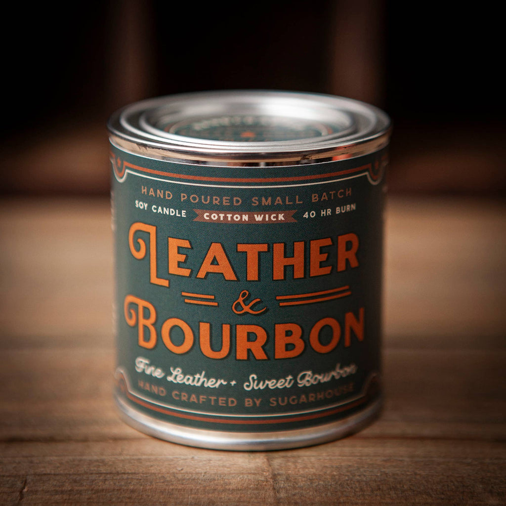 Sugarhouse Leather - Leather & Bourbon Soy Paint Can Candle