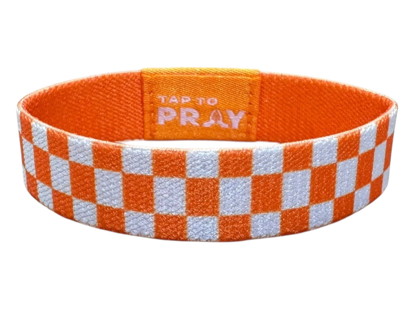 Versible - Tap To Pray™ Wristbands - Orange & White Checkers