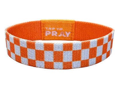 Versible - Tap To Pray™ Wristbands - Orange & White Checkers