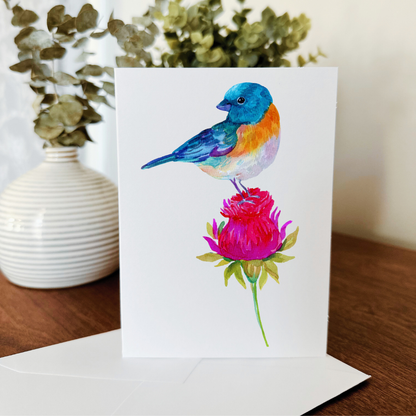 So Thoughtful Gifts - Blue Birds Notecard Set of 10 - Blank Inside