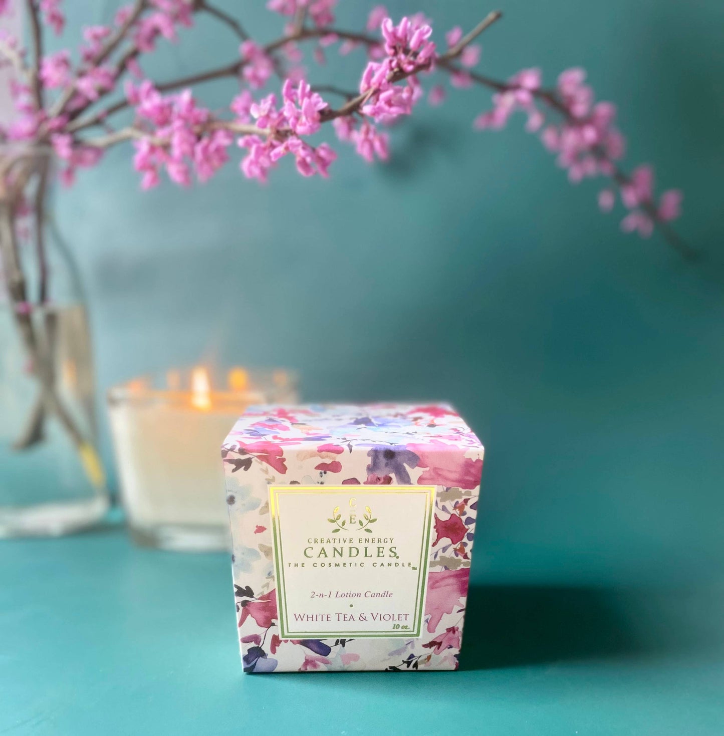Creative Energy Candles - White Tea & Violet: 2-in-1 Soy Lotion Candle