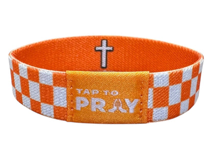 Versible - Tap To Pray™ Wristbands - Orange & White Checkers