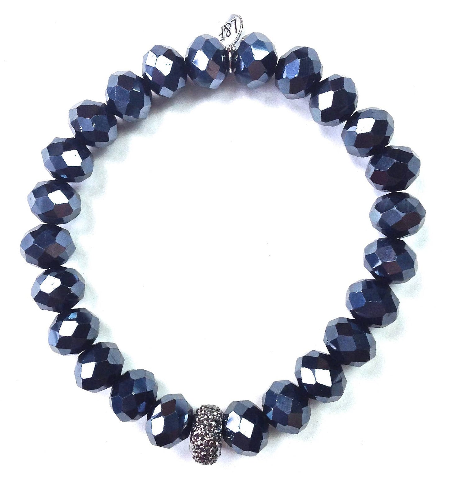 10XB04 BR-10mm Faceted Glass Stretch/Indigo