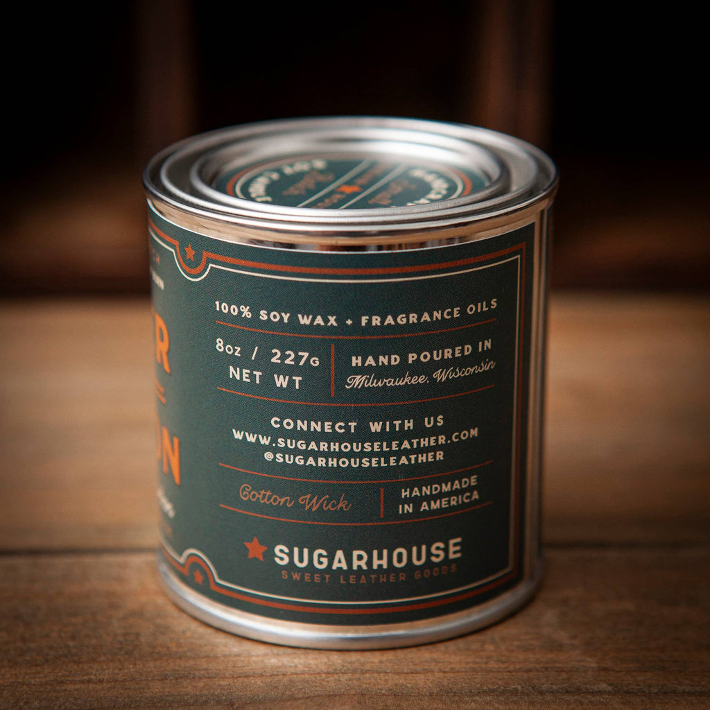 Sugarhouse Leather - Leather & Bourbon Soy Paint Can Candle