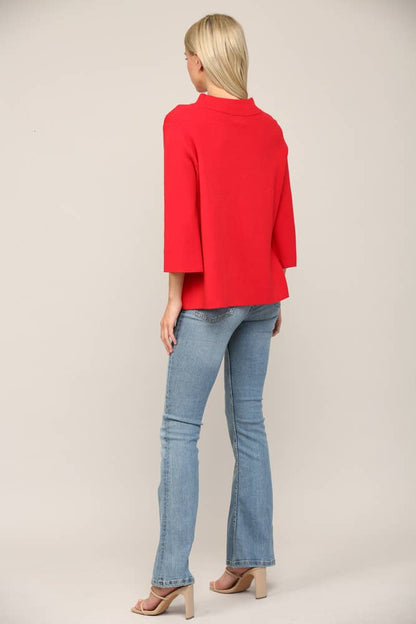 FATE - MOCK NECK PULL OVER SWEATER/BELL SLEEVE