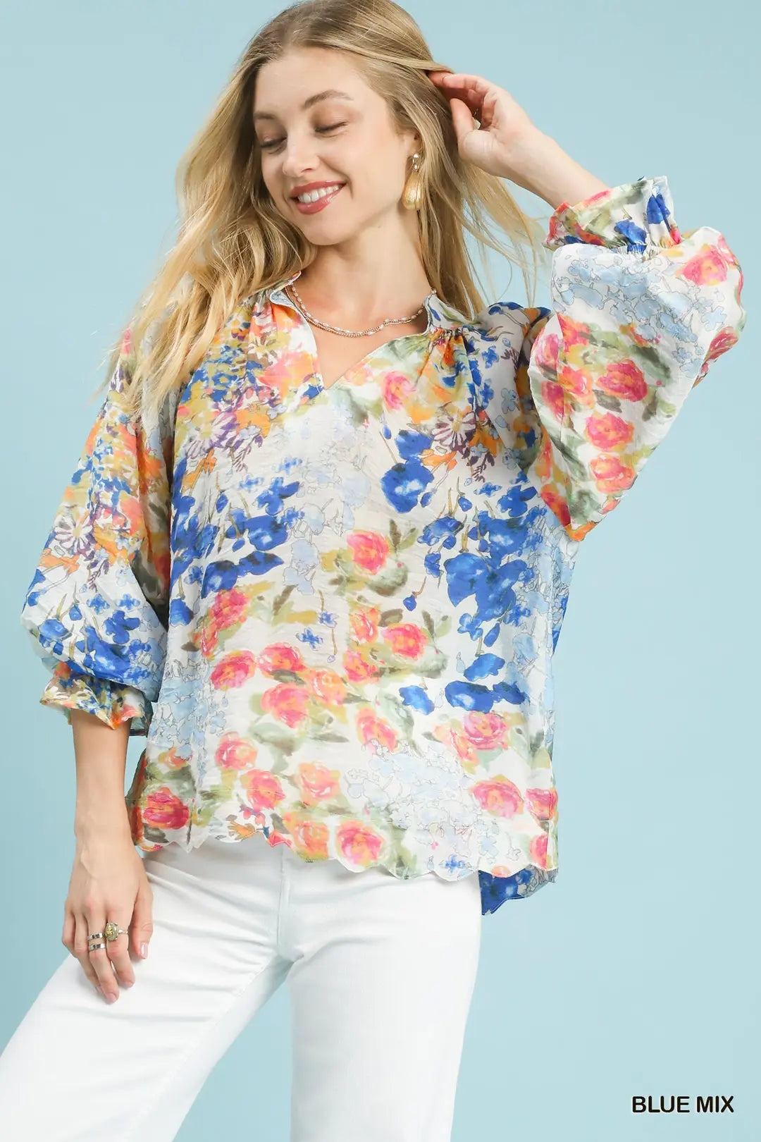 Watercolor Floral Blouse
