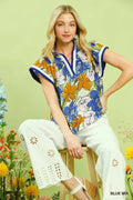 Floral Print Blouse with Contrast Trim