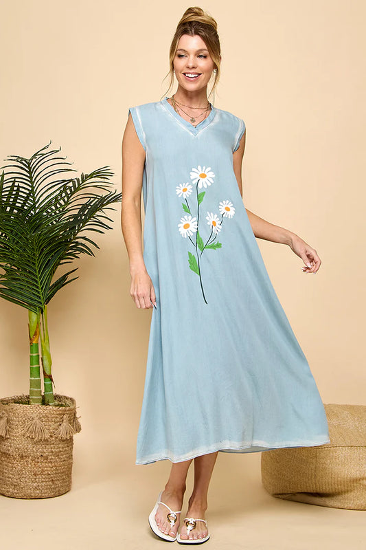Daisy Print V Neck