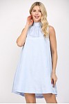 FATE TIE BACK HALTER NECK SATIN A-LINE DRESS