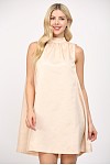 FATE TIE BACK HALTER NECK SATIN A-LINE DRESS