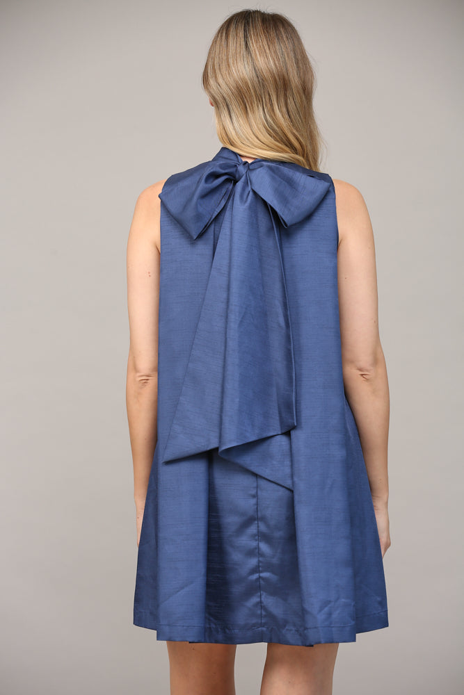 FATE TIE BACK HALTER NECK SATIN A-LINE DRESS