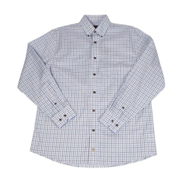 L/S Multi Check Sportshirt - Blue/Tan