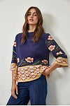 Patterned Jacquard Knit Mock Neck Sweater