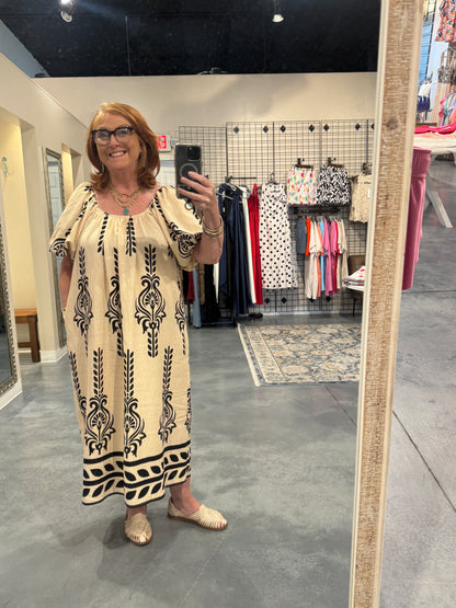 Boho Geo Print Maxi Dress