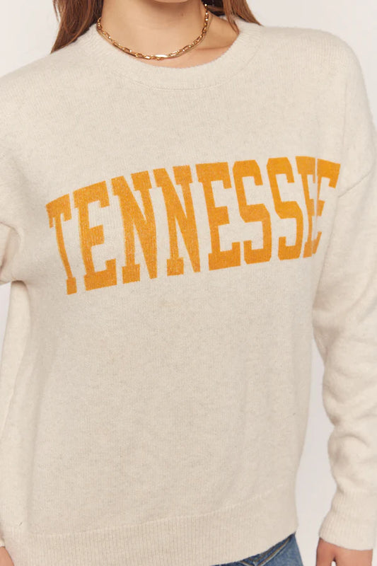 TN Printed Sweater - Oatmeal with Orange Tennessee