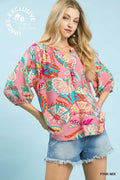 Paisley Print V-Neck Top