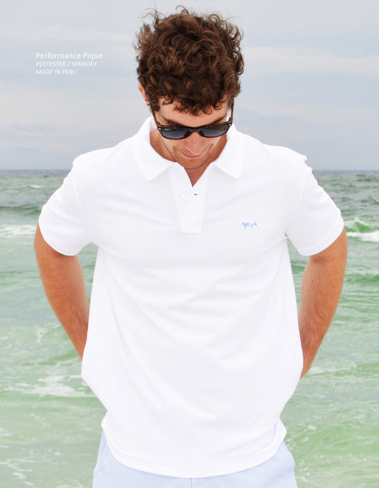 White Solid Pique Polo