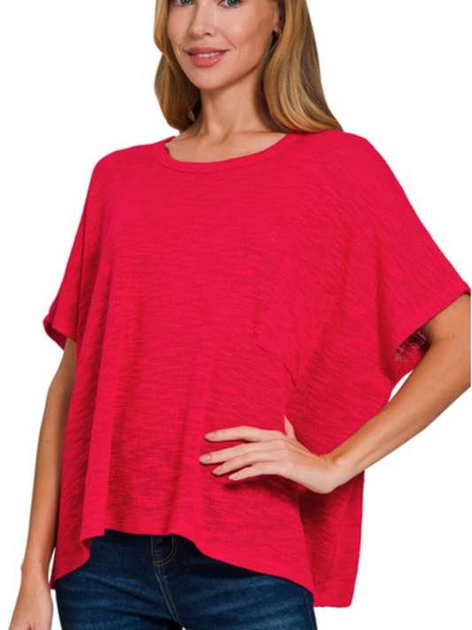 OVERSIZED SLUB HACCI TOP WITH POCKET