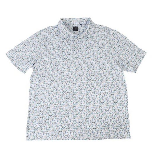 F/X Fusion Golf Print Polo - White