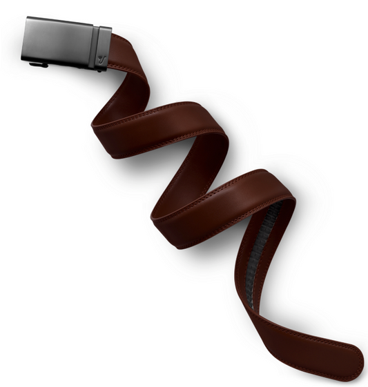 Gunmetal 35 mm Bucket with Brown 1.25 Chocolate Leather Belt