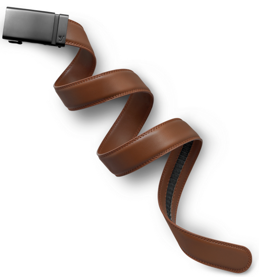 Gunmetal 35 mm Bucket with Tan Brown 1.25 Leather Belt