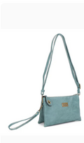 Ella Teal cross body or wristlet with adjustable strap