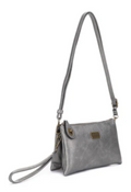 Ella Pewter cross body or wristlet with adjustable strap