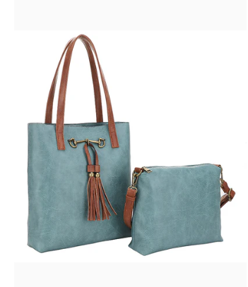 Jane Denim two in one horsebit tote with tassel