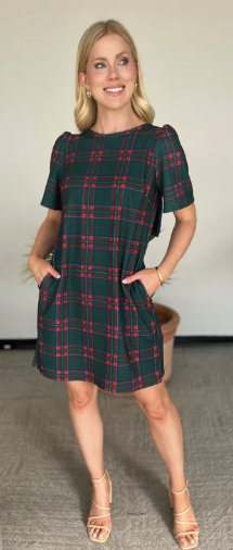 Bow Back Plaid Dress