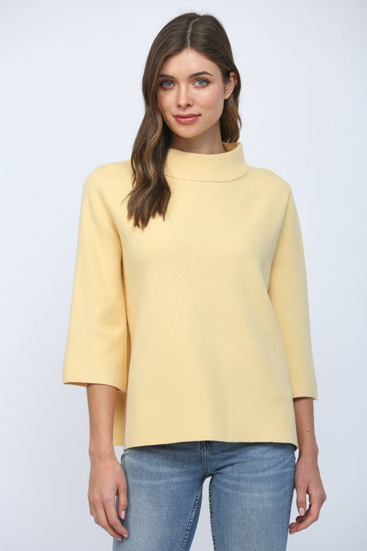 Pastel Mock Neck Bell Sleeve Sweater