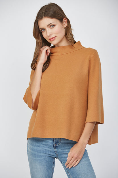 Our Favorite Mock Neck Bell Sleeve Sweater- NEW COLORS