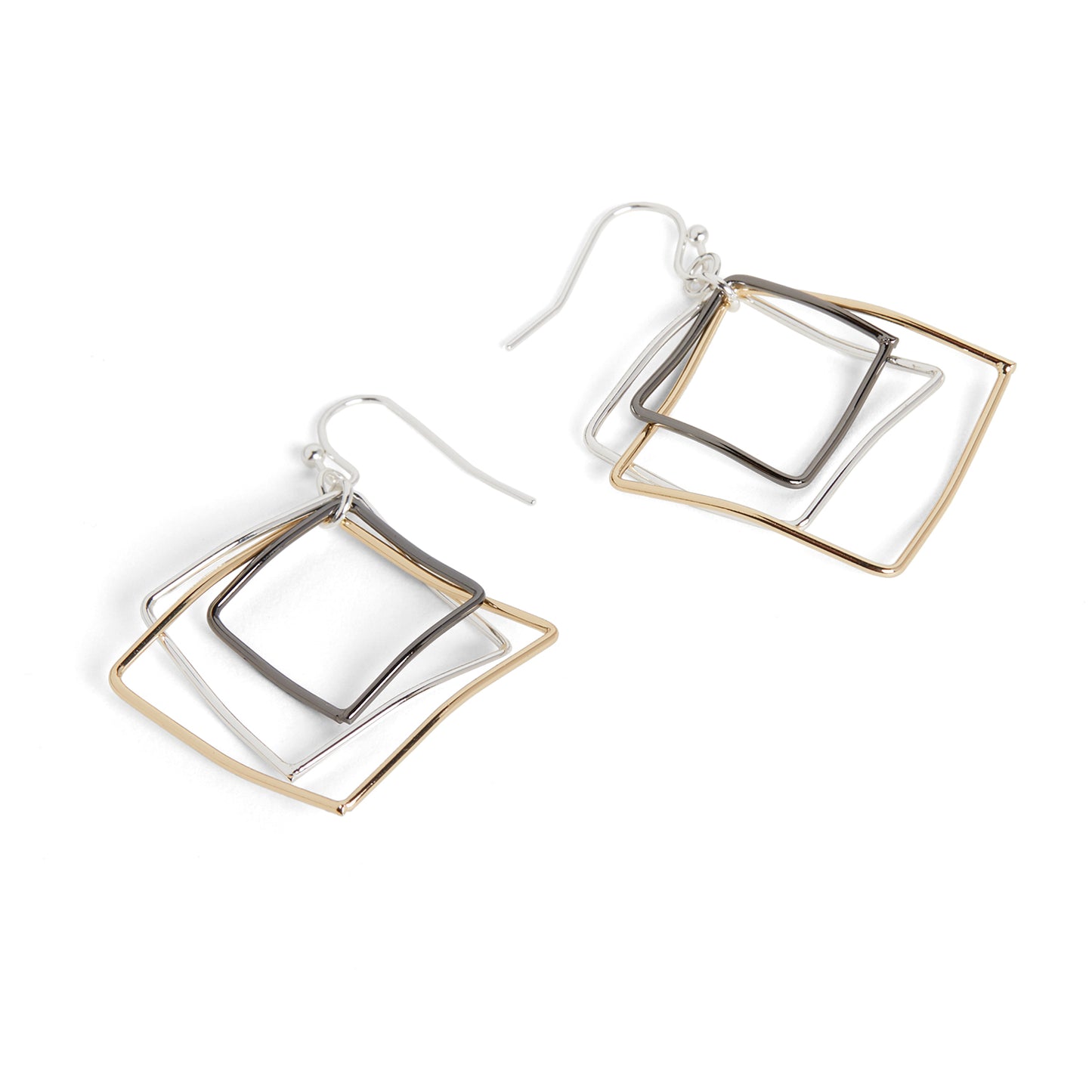 Whispers Triple Square Earrings - Mixed Metal...
