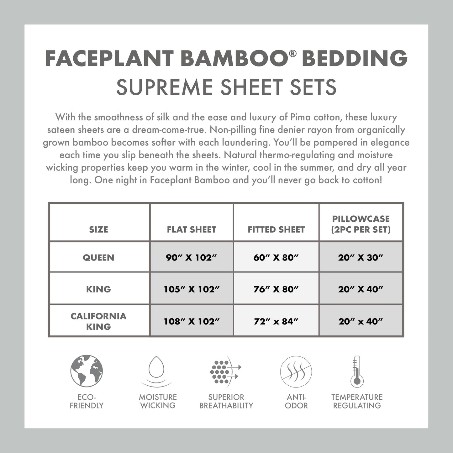 Faceplant Bamboo®  Supreme Sheet Set