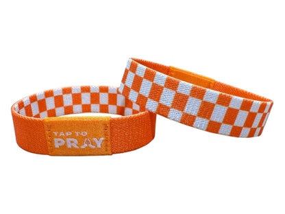 Versible - Tap To Pray™ Wristbands - Orange & White Checkers