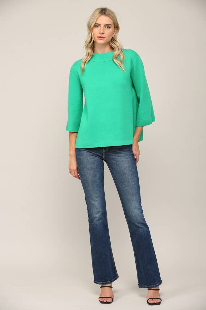 FATE - MOCK NECK PULL OVER SWEATER/BELL SLEEVE