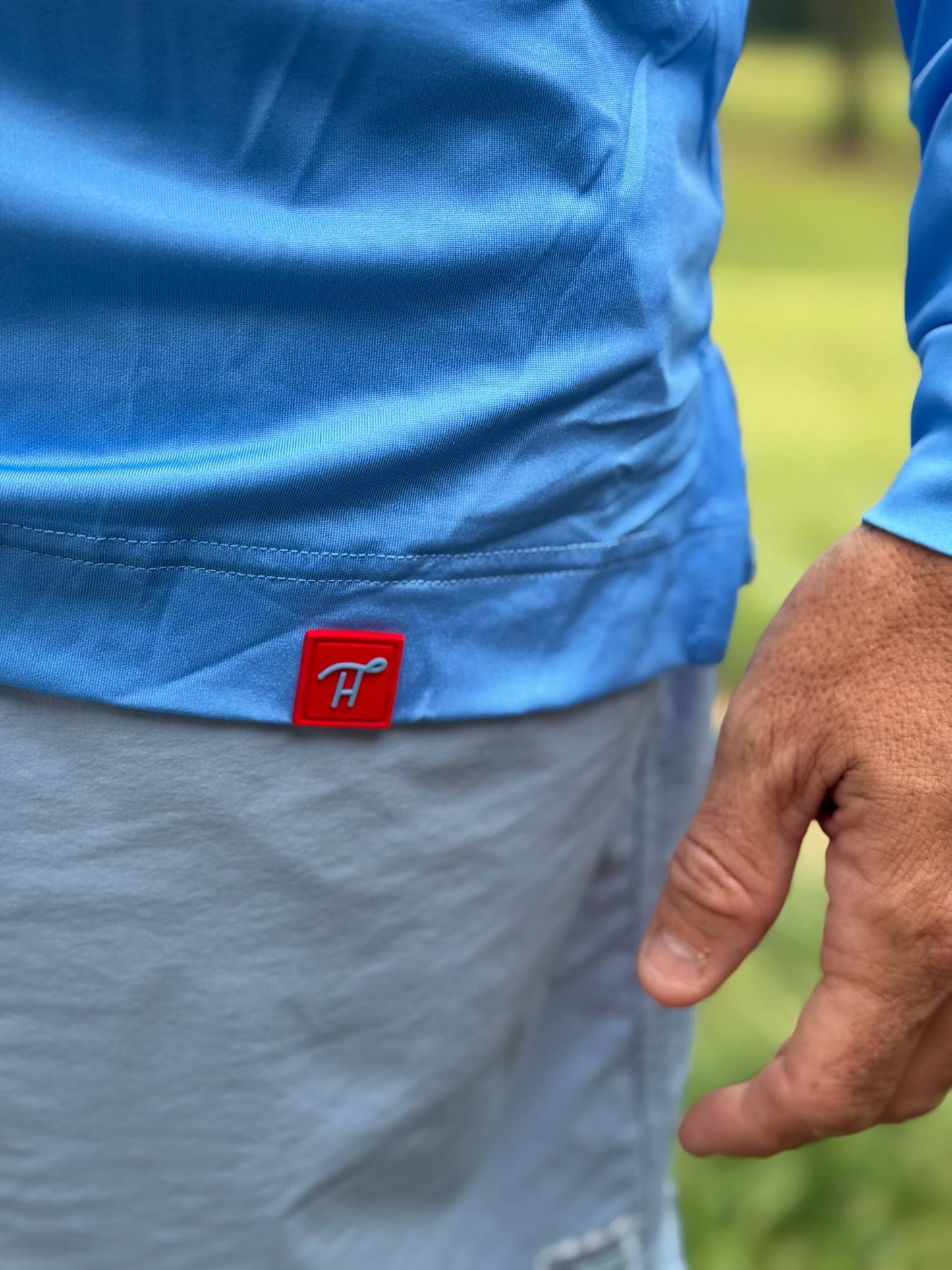 Oxford Powder Blue and Red State Performance Hoodie