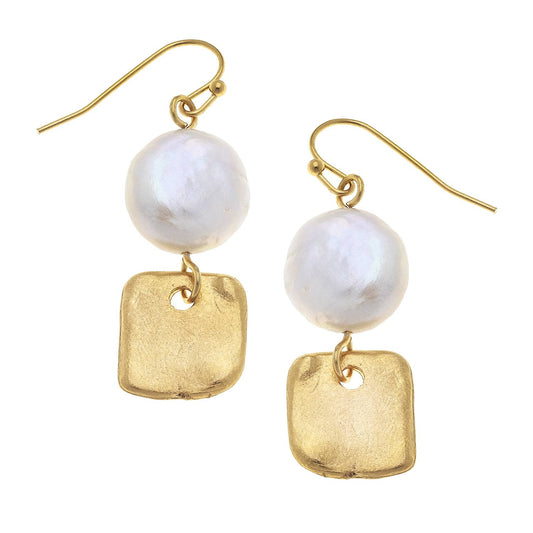 Susan Shaw - Gold with Freshwater Pearl Earring