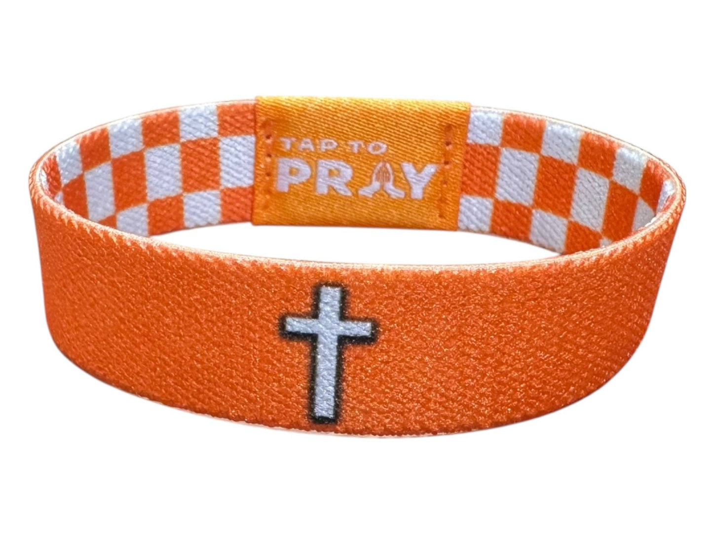 Versible - Tap To Pray™ Wristbands - Orange & White Checkers