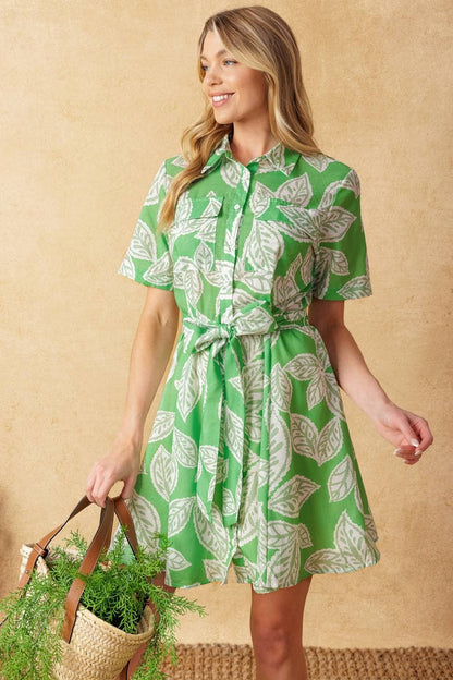 A printed woven mini dress