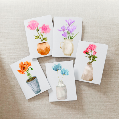So Thoughtful Gifts - Potted Stems Notecard Set of 10 - Blank Inside